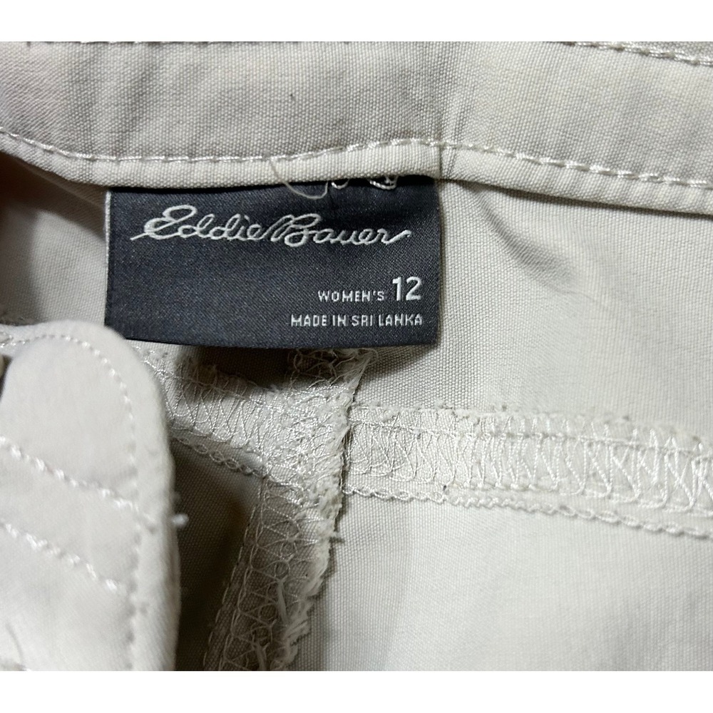 Eddie Bauer Pants Women 12 Beige Guide Pro Cargo Outdoor Lightweight Hiking GORP - Picture 3 of 13